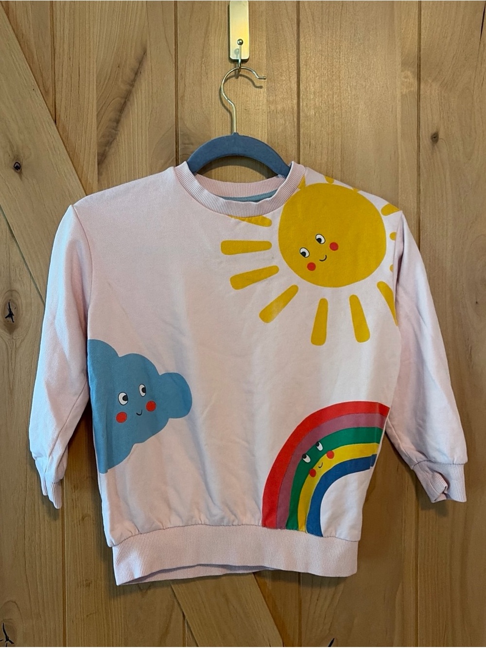 Mini Boden Rainbow Cloud Sun Pink Sweatshirt 7-8 Years Girls Kids Pullover